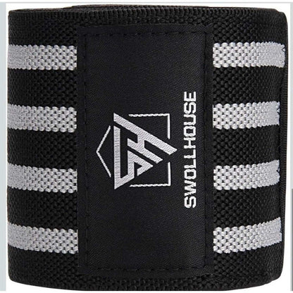 SWOLLHOUSE Knee Wraps + Wrist Wraps + Weight Lifting Straps Bundle (1 Pair Each)