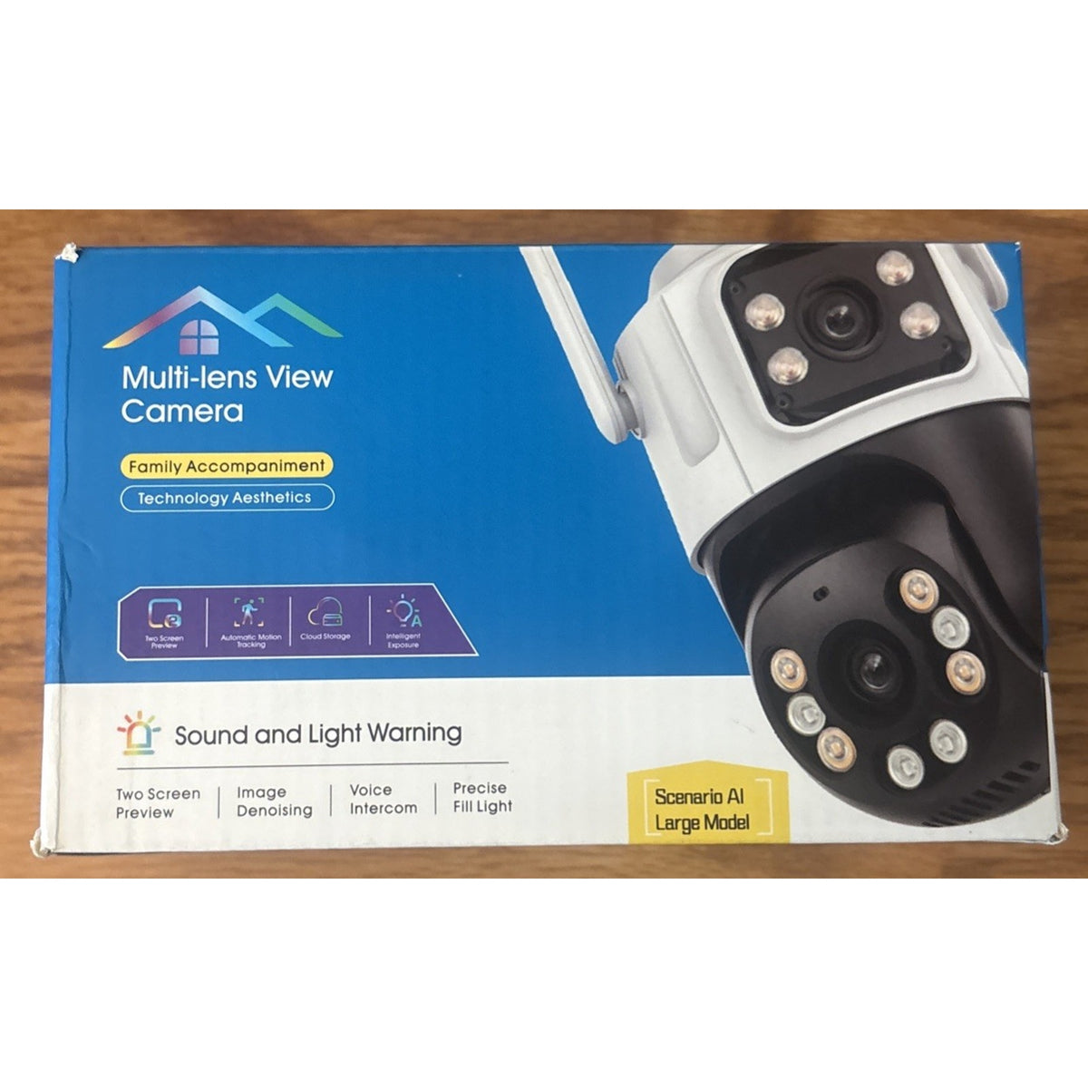 2CPU 6MP WiFi Camera Outdoor Dual Lens/Screen Auto Tracking, Night Vision, 2-Way