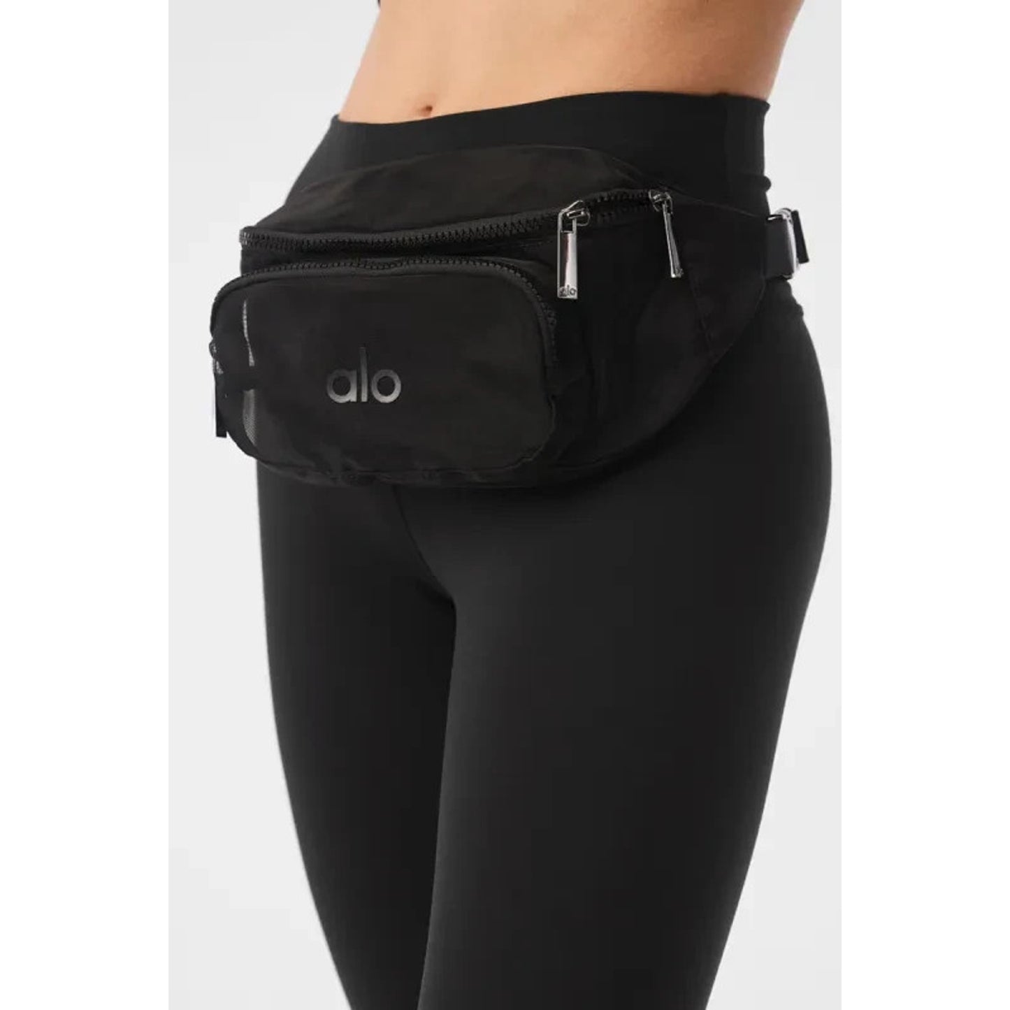 Alo Yoga Black Sheer Mesh Fanny Pack Belt Bag Crossbody