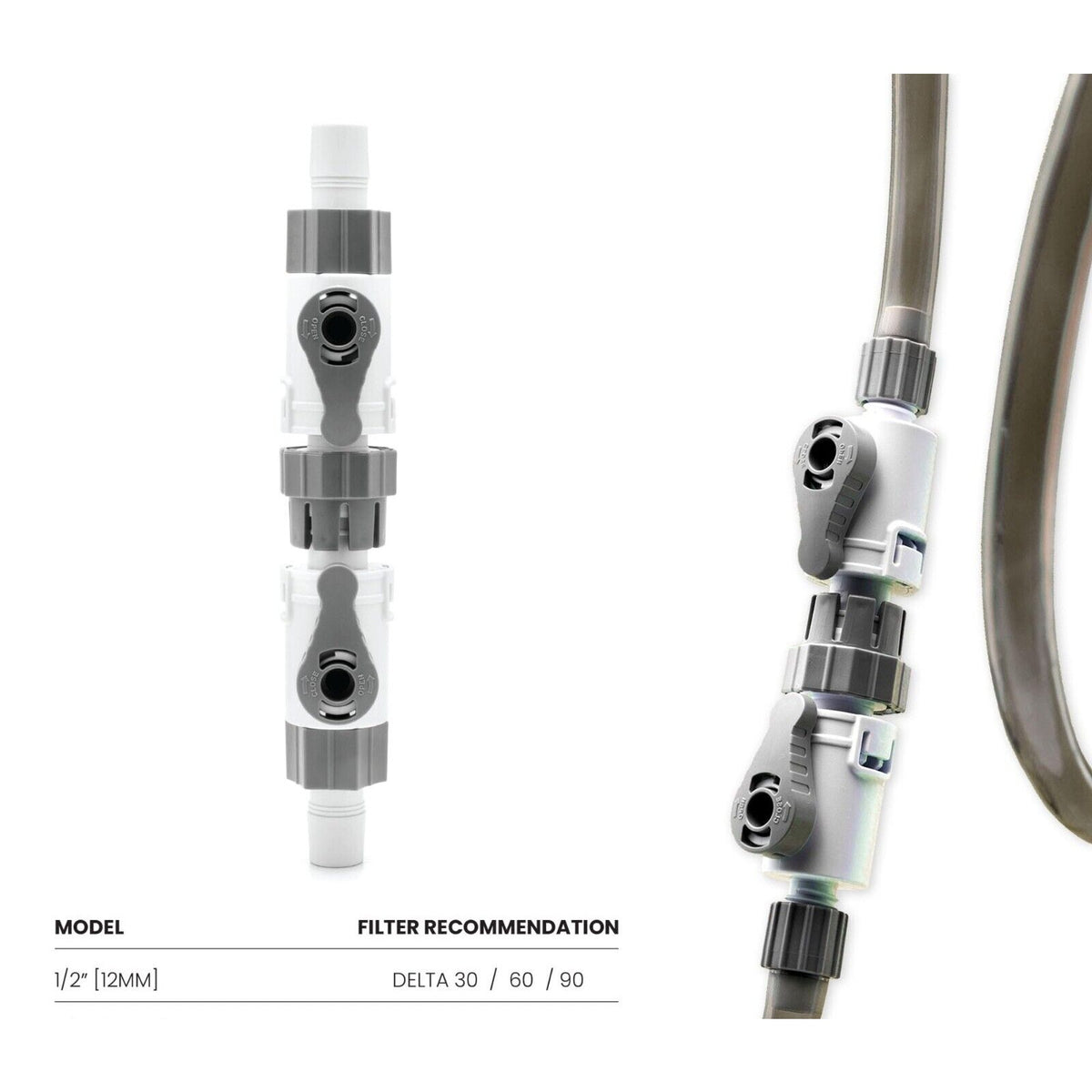 UNS Aquarium Delta Double Valve Quick Disconnect For Canister Filters 1/2” 12mm