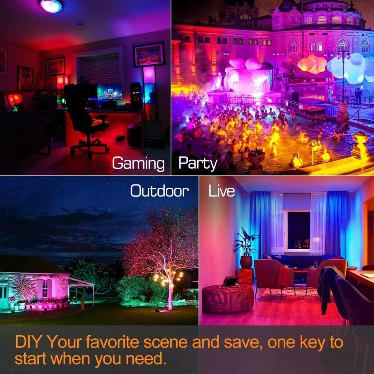 MELPO LED Flood Lights Outdoor 80W IP66 8000LM Smart App Control RGB Landscape