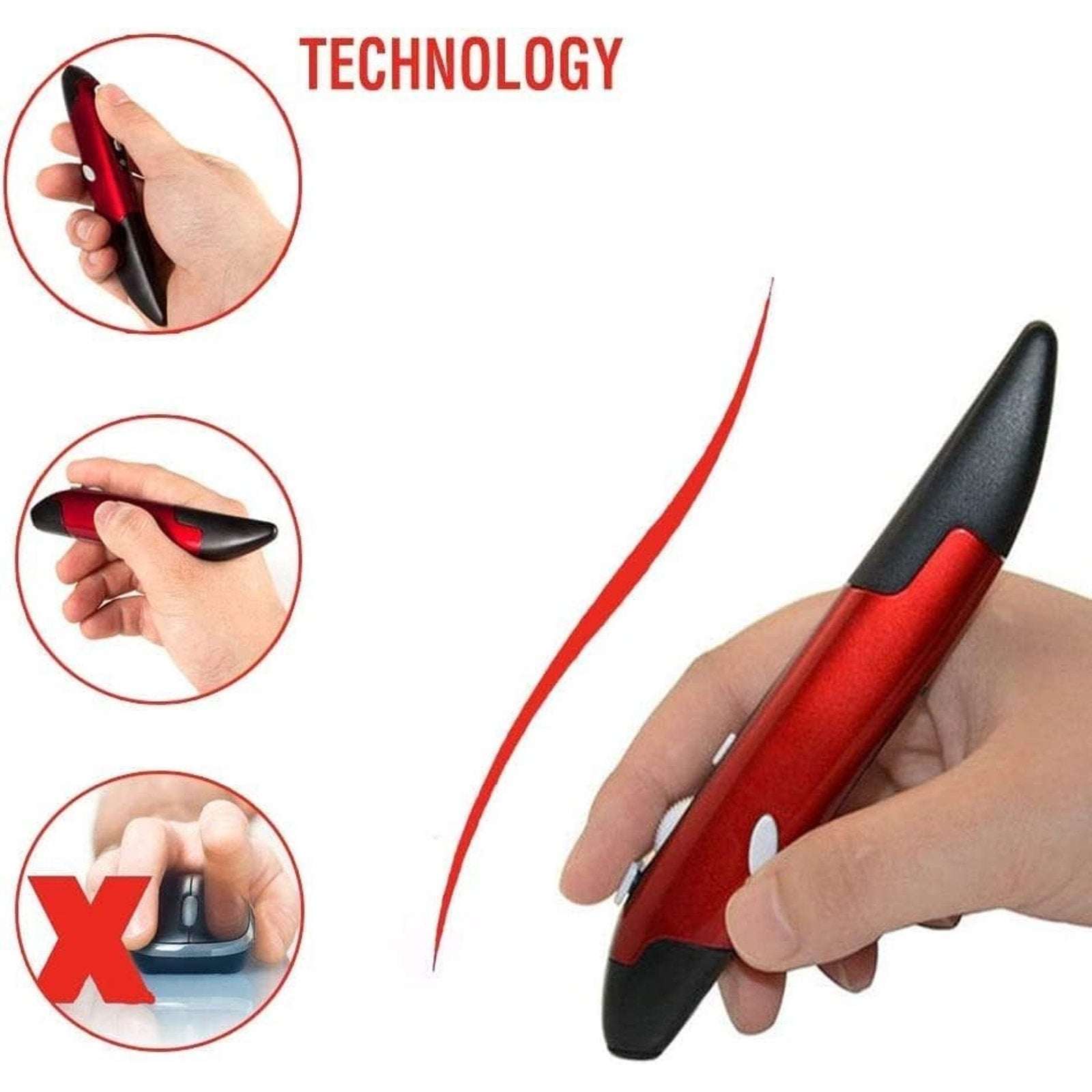 LyChee Wireless USB Optical Vertical Mouse Pen, 2.4GHZ USB Adjustable DPI PR-03