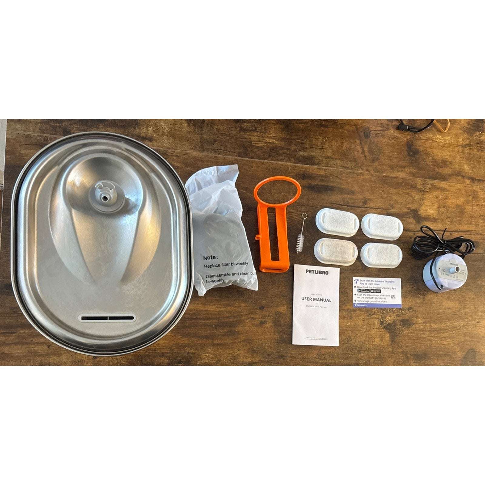 PETLIBRO 101oz/3L Stainless Steel Cat Automatic Water Fountain + Filters Dog Pet