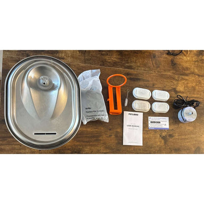PETLIBRO 101oz/3L Stainless Steel Cat Automatic Water Fountain + Filters Dog Pet