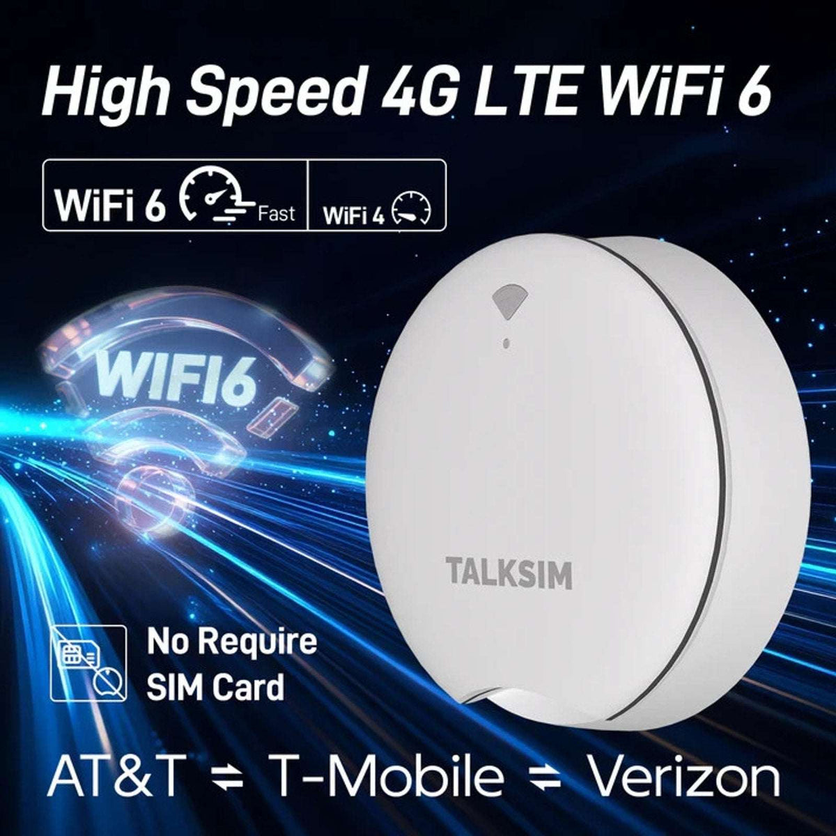 TALKSIM UFO Mobile Hotspot 1GB/Month WiFi 6 4G LTE Portable Up to 10 Devices