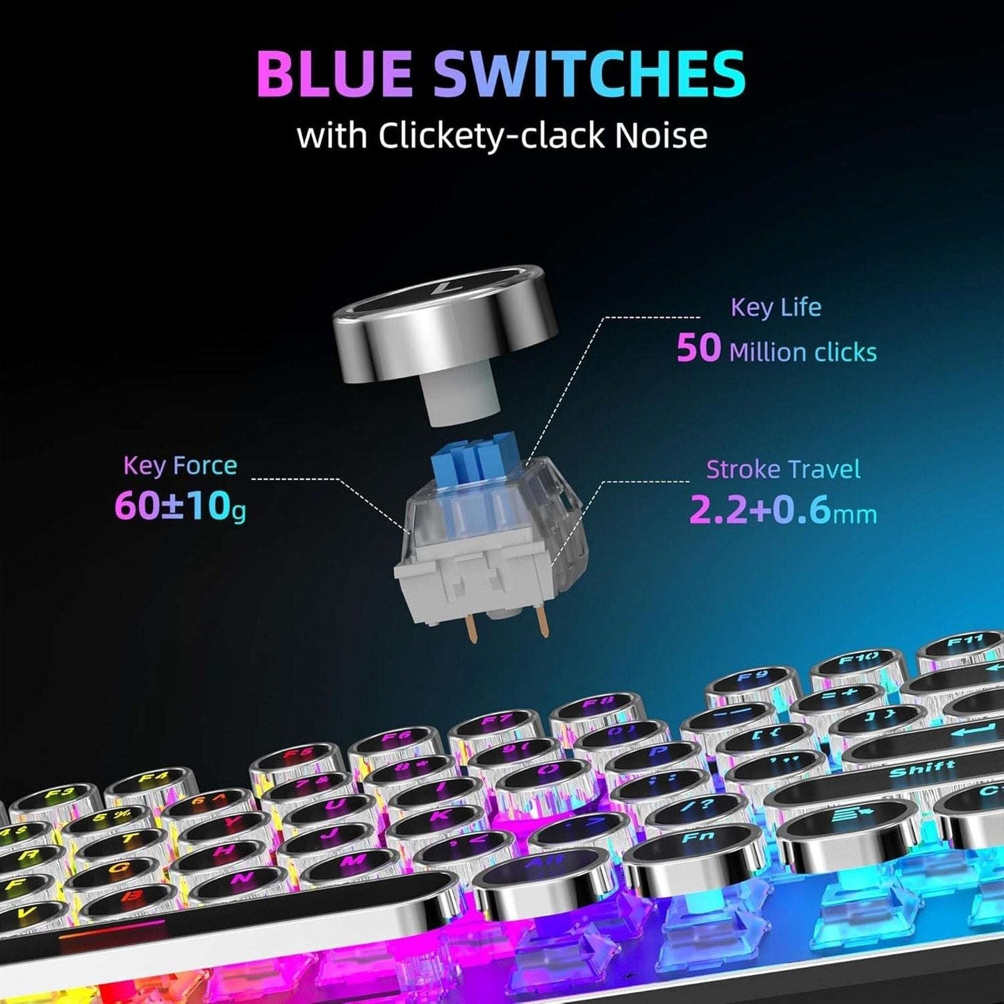 Retro Typewriter Mechanical Gaming Keyboard Mouse Set RGB Backlit 108 Keys Anti-