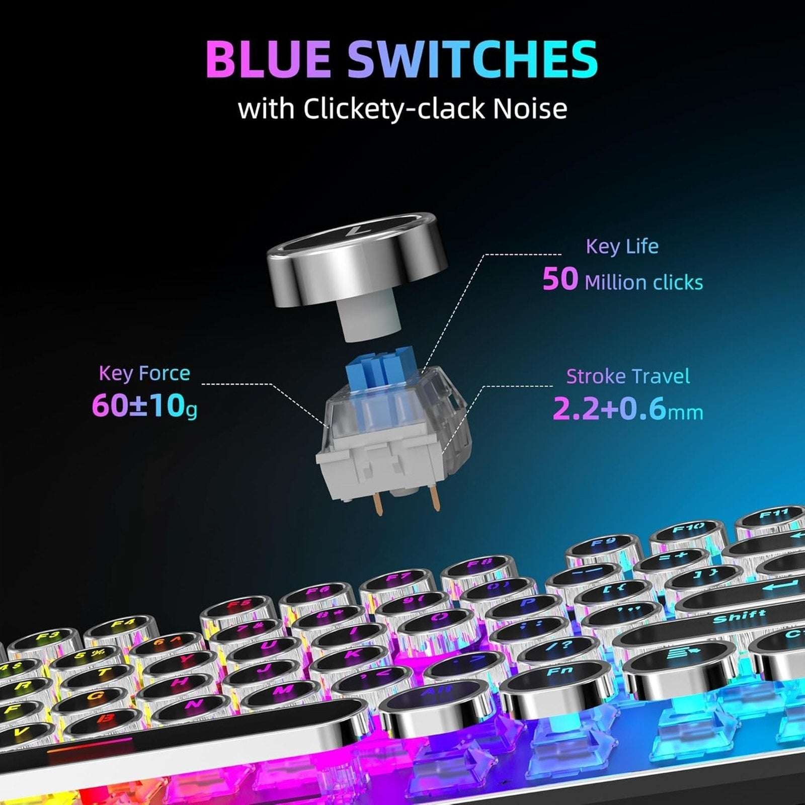 Retro Typewriter Mechanical Gaming Keyboard Mouse Set RGB Backlit 108 Keys Anti-