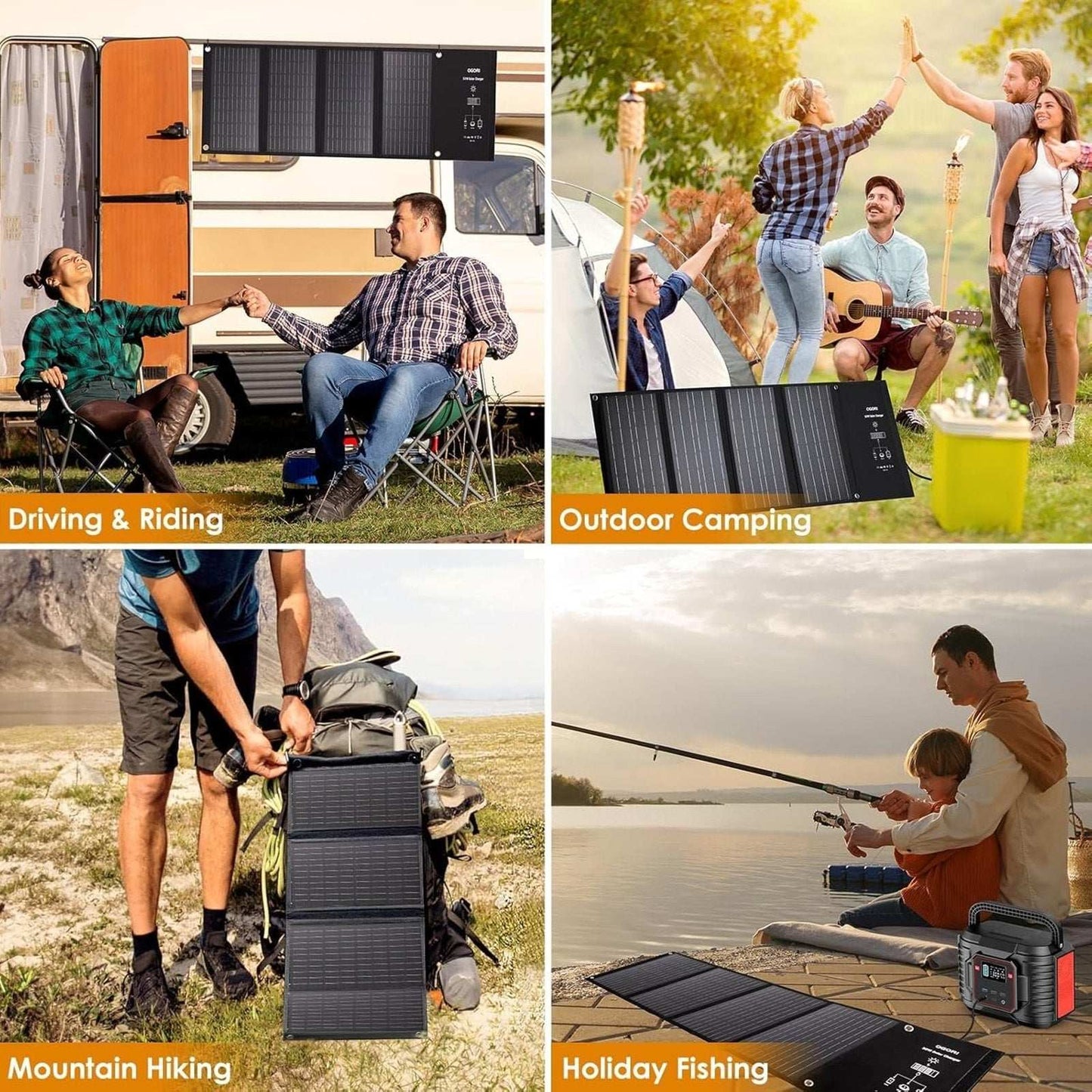 OGORI Portable Foldable High Efficiency 50W Solar Panel Smart Charger Waterproof