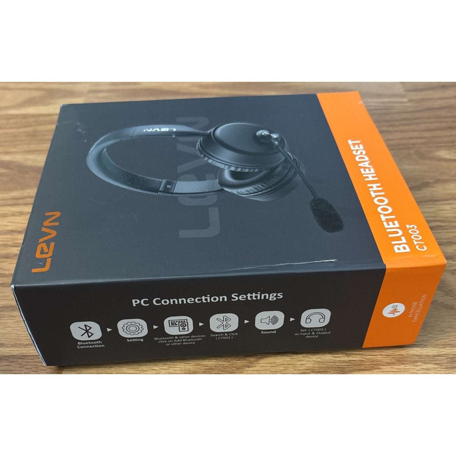 LEVN Bluetooth Headset w/ Microphone, Ai Noise Cancelling Dual Connection CT003
