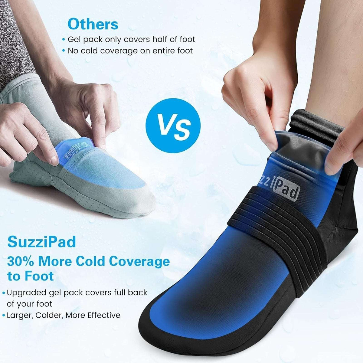 SuzziPad Chemo Cold Therapy Socks & Gloves Gel Ice Pack Set Arthritis Black S/M