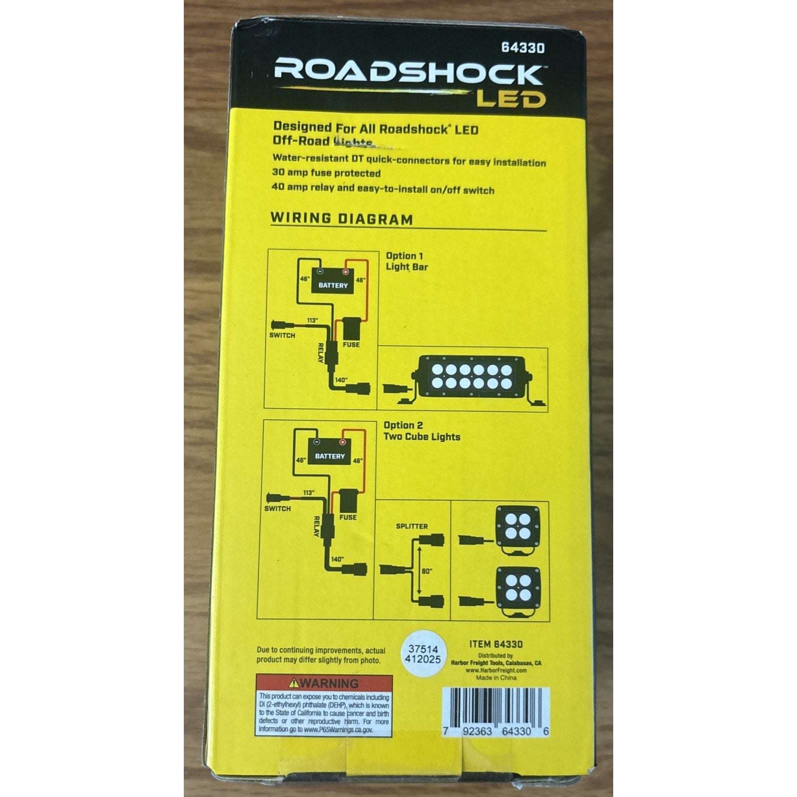 ROADSHOCK OFFROAD LED Light Bar Wiring Harness Kit 40A Relay +80" Splitter 64330