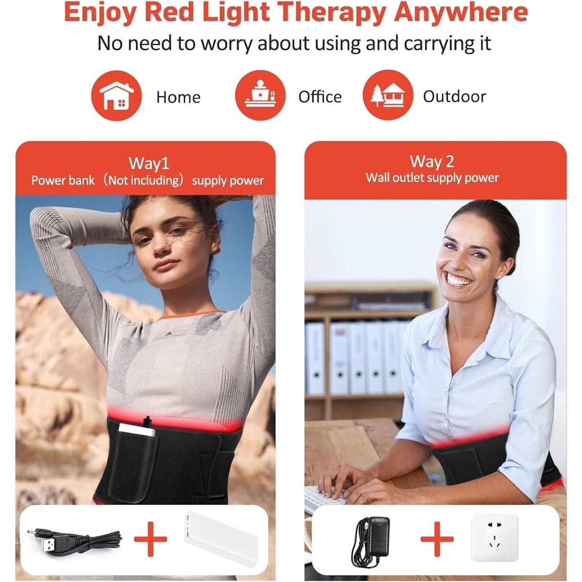 GMOWNW Red & Near Infrared Light XL Therapy Wrap Belt for Full Body Timer Remote