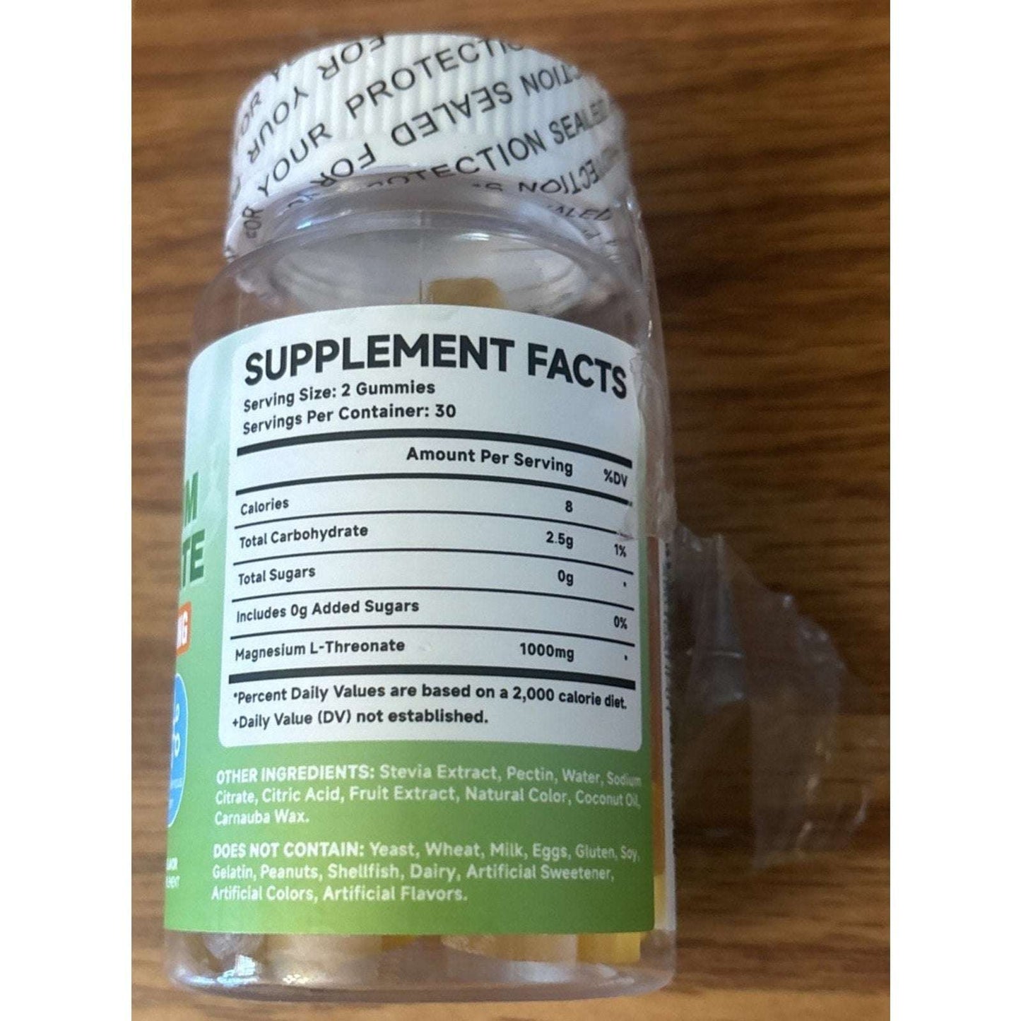 Magnesium L-Threonate 1000mg 60 Sugar Free Gummies Pineapple for Kids & Adults