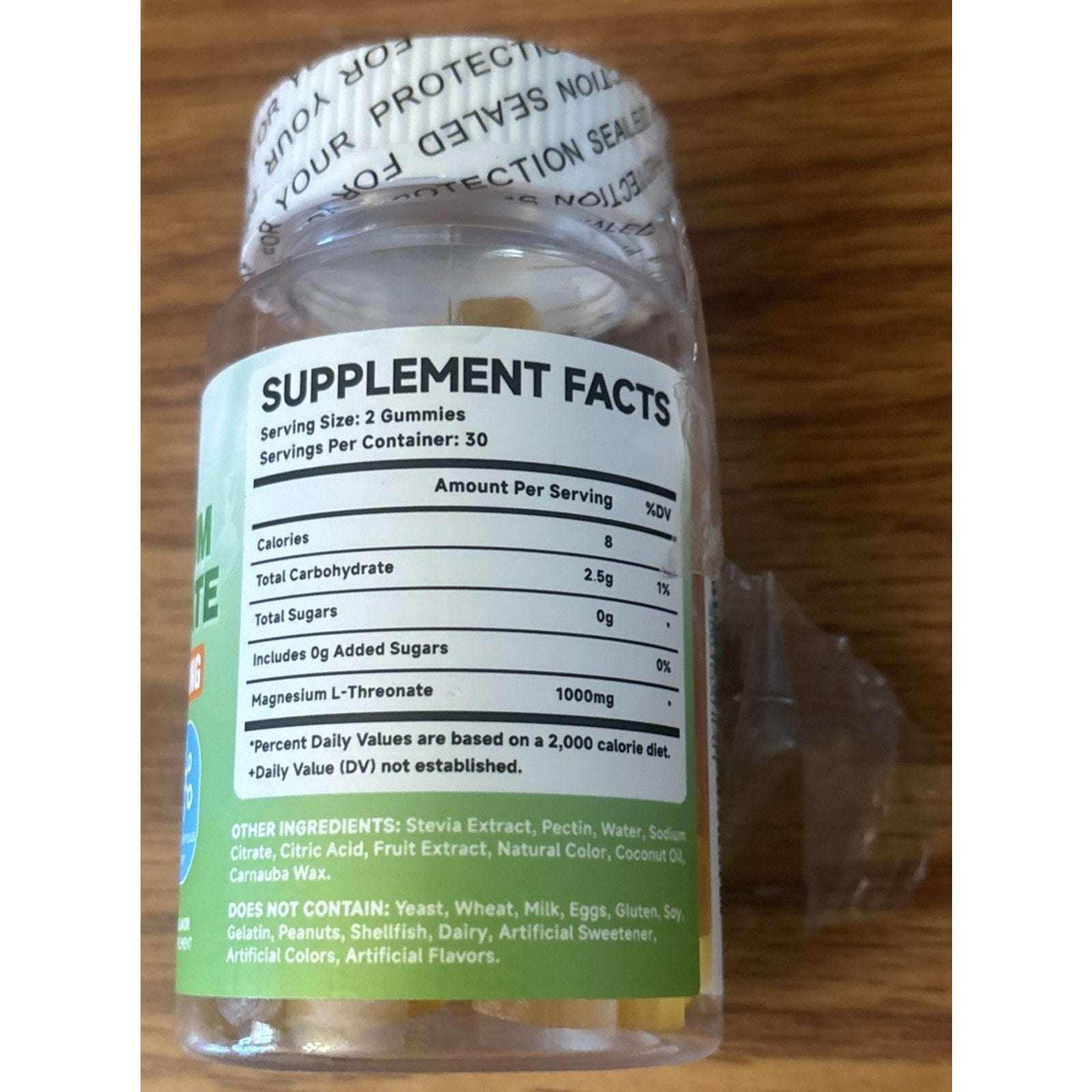Magnesium L-Threonate 1000mg 60 Sugar Free Gummies Pineapple for Kids & Adults