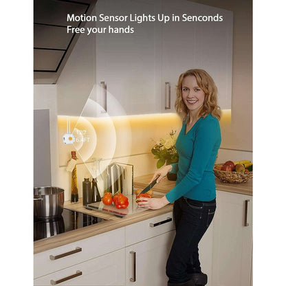 Motion Sensor LED Light Strip 16.4Ft Warm White 3000K & Multi-Colored USB Power