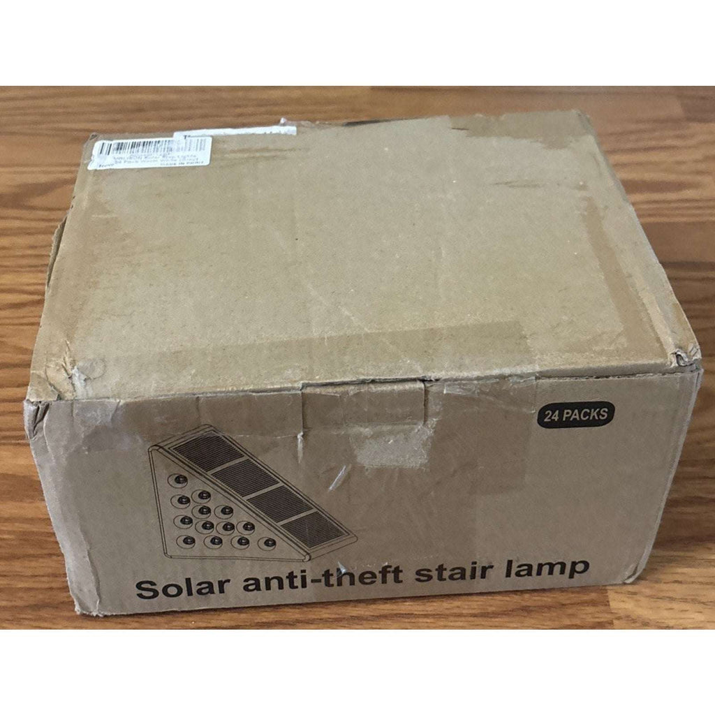 24PK Solar Step Lights Warm White Waterproof LED Stair Deck Walkway Light Set