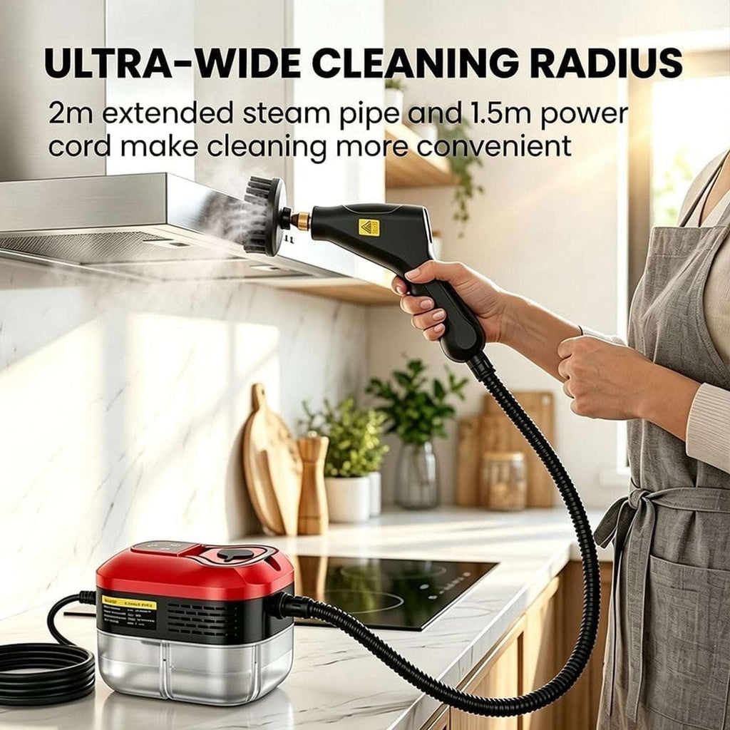 2500W High Temp/Pressure Steam Cleaner, 6 Adjustable Levels, 15s Heat-Up, 1.2L