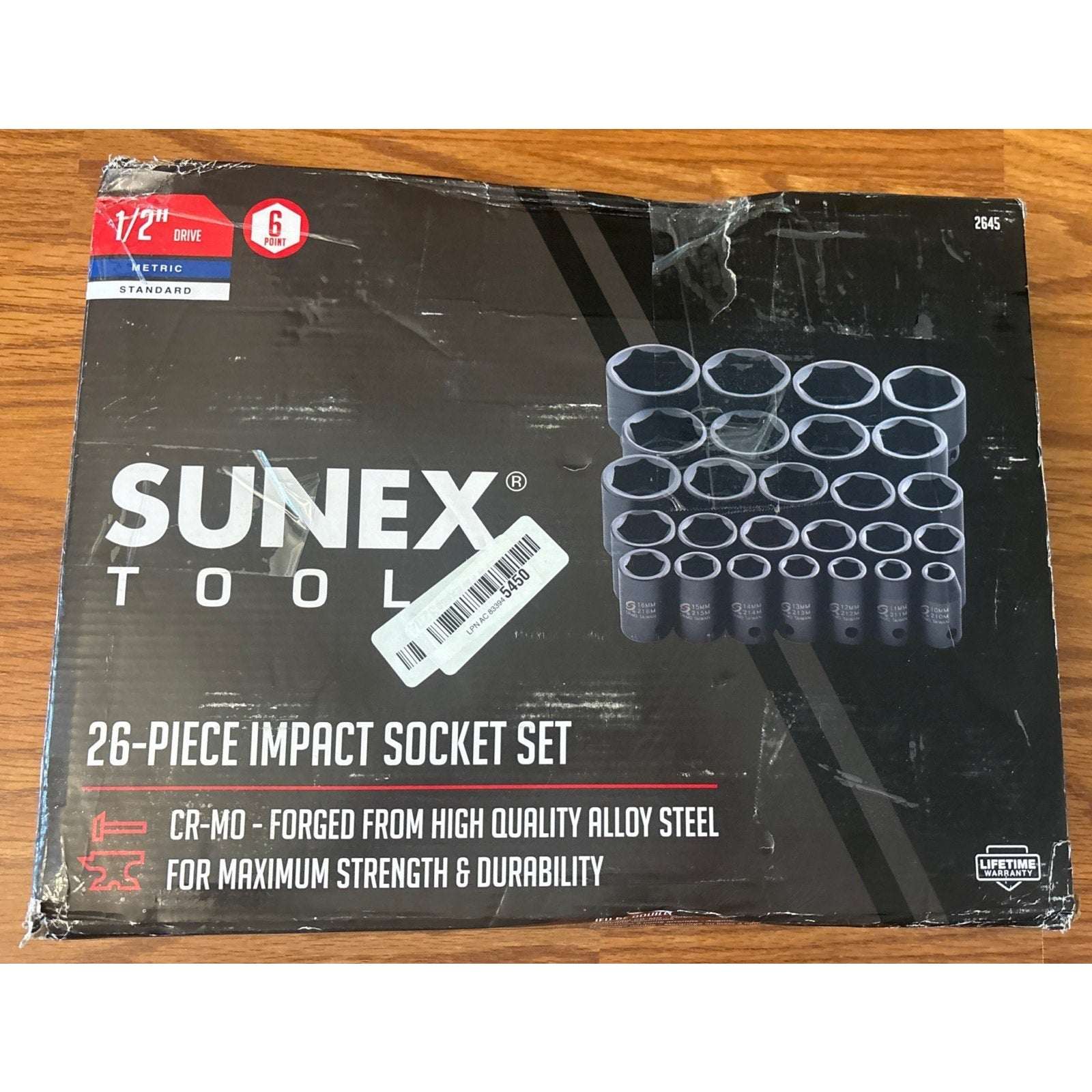 SUNEX Tools 1/2" DRIVE METRIC 6 POINT 26-PIECE IMPACT SOCKET SET NEW READ!