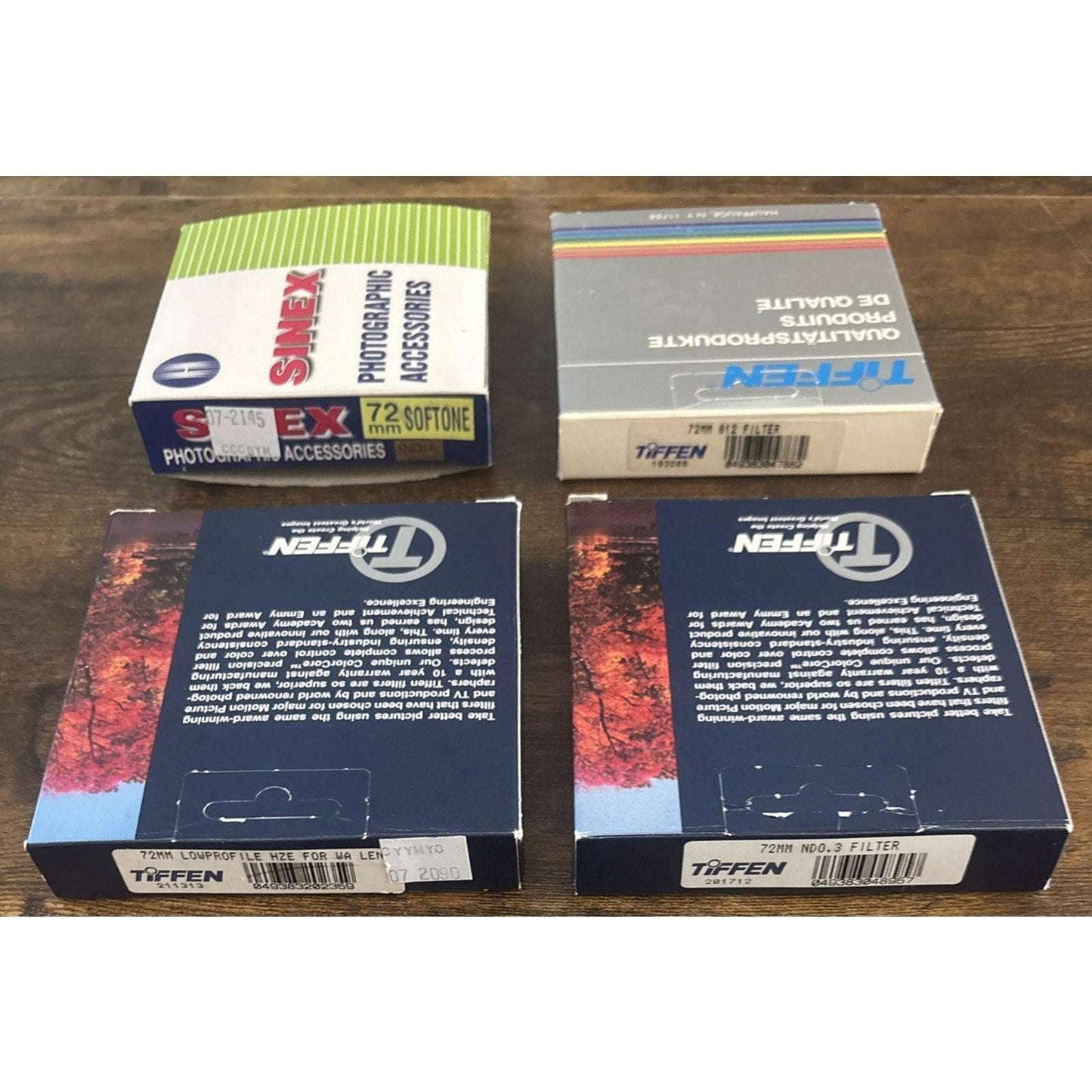 3x Tiffen 72mm Wide Angle Haze 1, ND 0.3, 812 Warming & 1x SINEX SOFTONE Filters