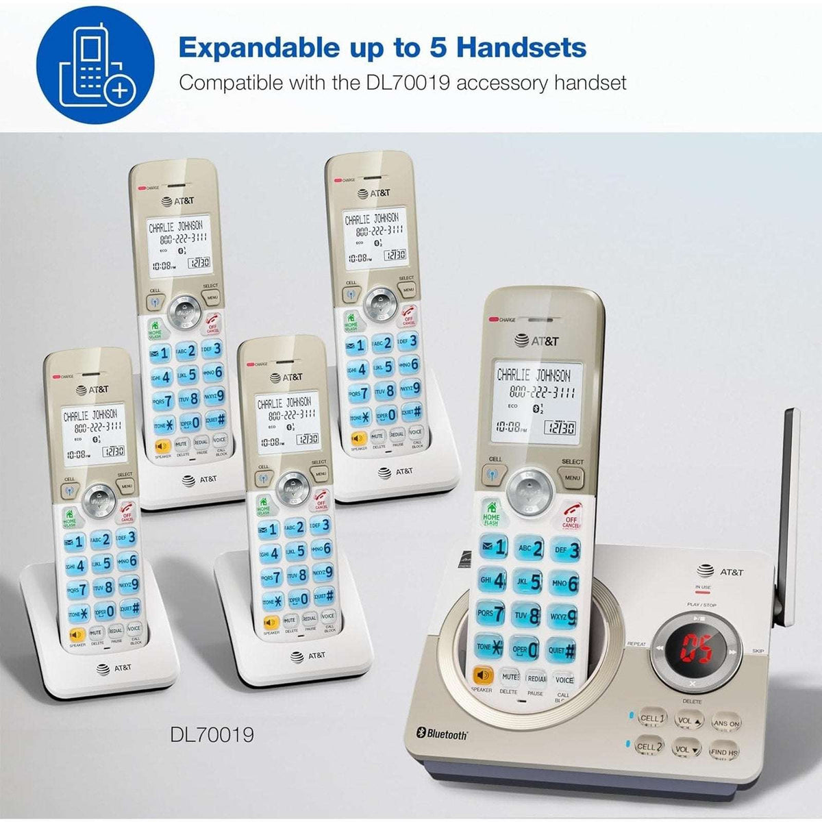 AT&T DL72219 Expandable 2 Handset Cordless Phone Answering Sys w Connect to Cell