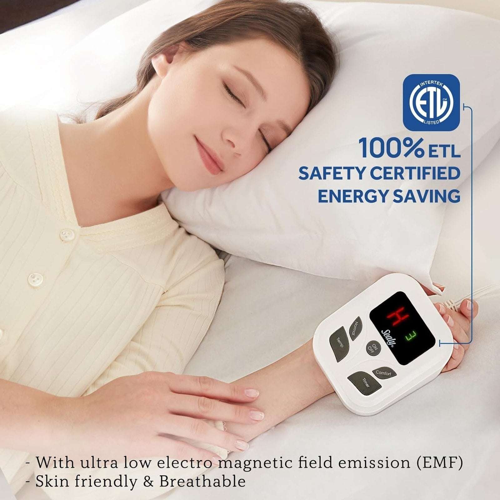 Sealy Heated Mattress Pad Cover Full Size 54"x75" Warm Deep Pocket Auto Shut-Off