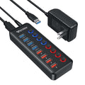 8-Port USB Hub Splitter 4 USB 3.0 Data Ports 4 Smart Charging Ports Ind Switches