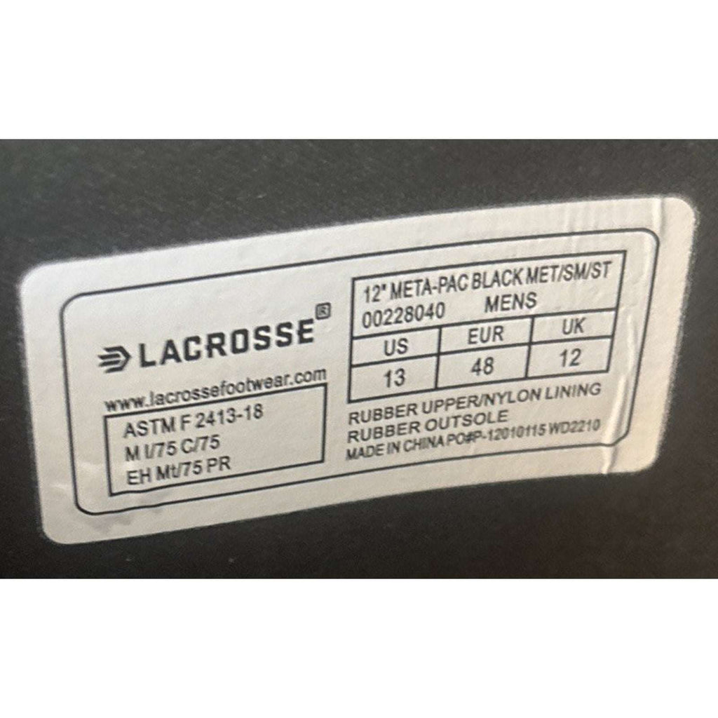 LACROSSE Meta Pac 12" Metatarsal Guard Steel Toe Rubber Work Boots Men's 13 US