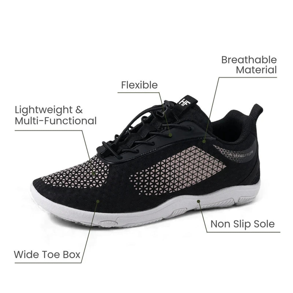 Hike Footwear HF Flow Barefoot Shoes For Foot, Knee & Back Black/Tan 7.5 US