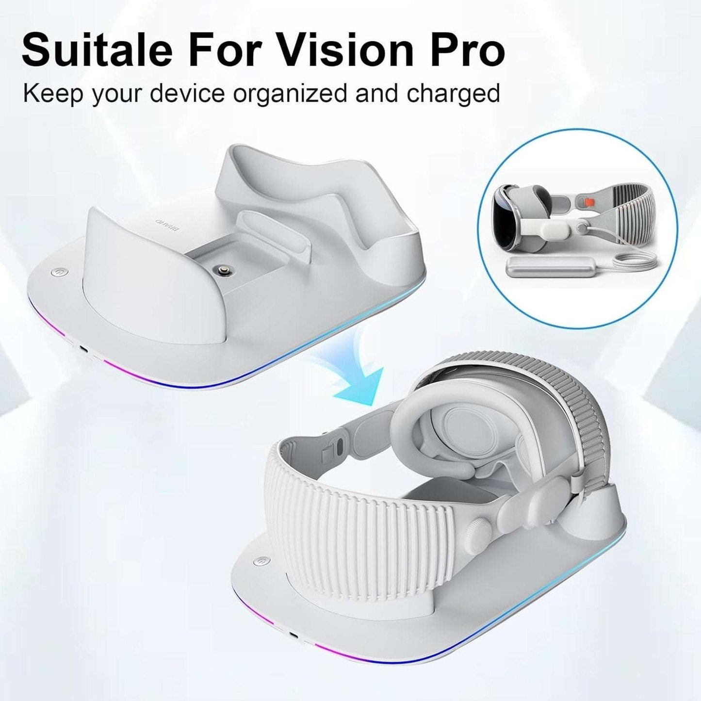 for Apple Vision Pro Magnetic Charging Dock Stand w/ AR Technology & RGB Light