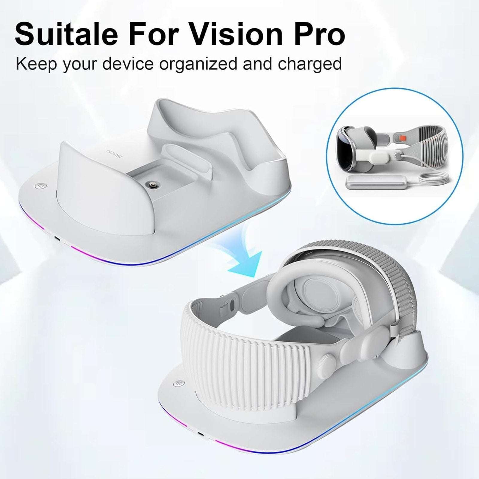 for Apple Vision Pro Magnetic Charging Dock Stand w/ AR Technology & RGB Light
