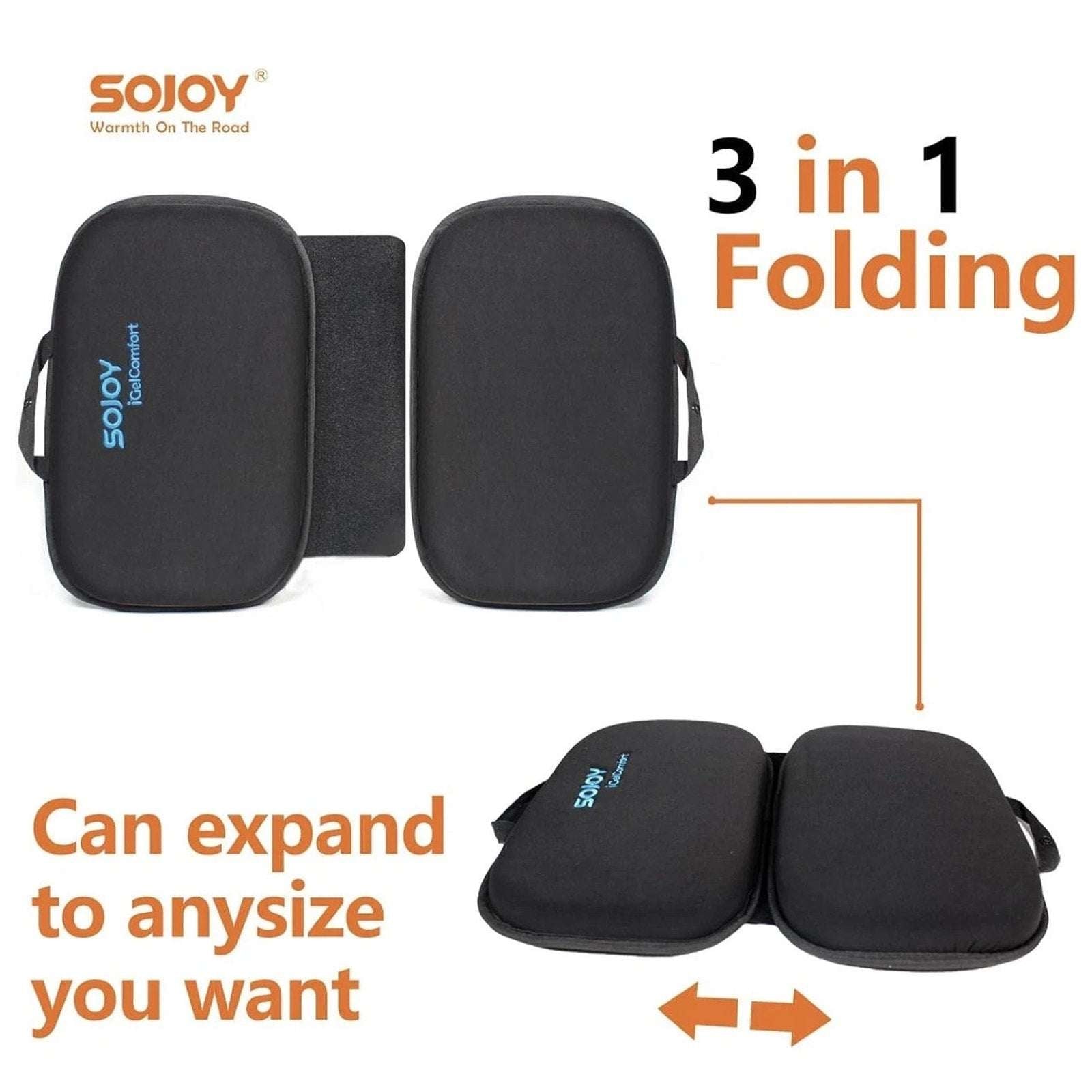 Sojoy iGelComfort 3 in 1 Foldable Gel Seat Cushion w/ Memory Foam 18.5"x15"x2"
