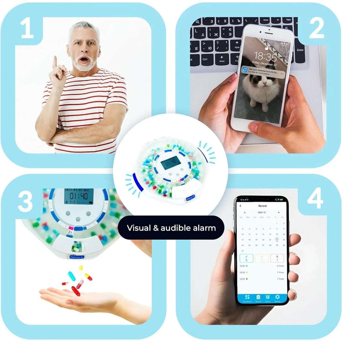 Adamson TimelyMed Smart Pill Dispenser Machine w/ Alarm, WiFi App, Lock (NEW)