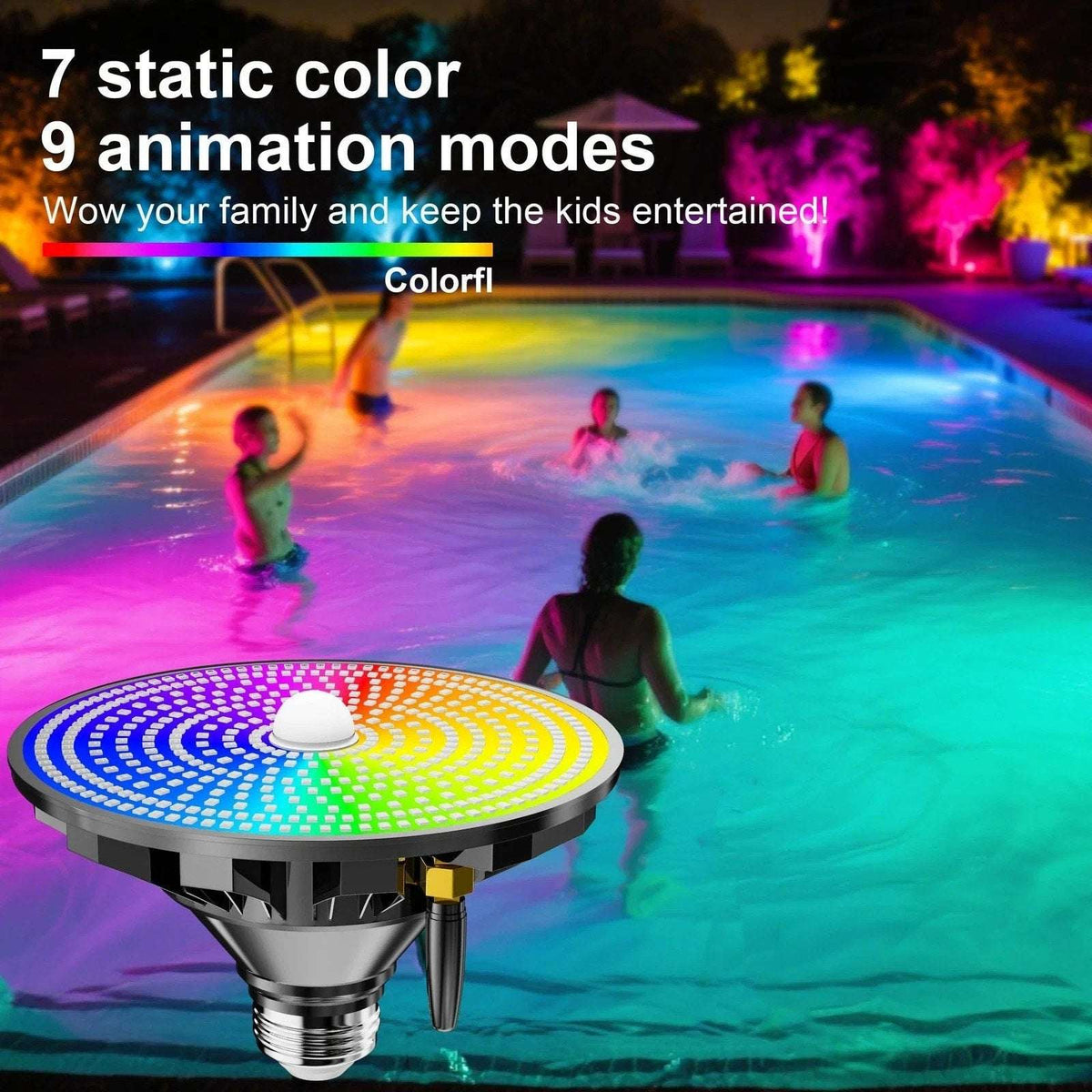 70W/80W RGBW LED Pool Light Bulb Color Changing 120V E26 Inground Above w/Remote