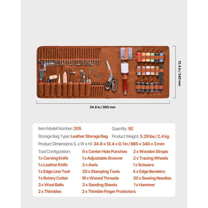 VEVOR Leather Working Tools Kit 92PC Engraving Punching Stamping Sewing w/ Case