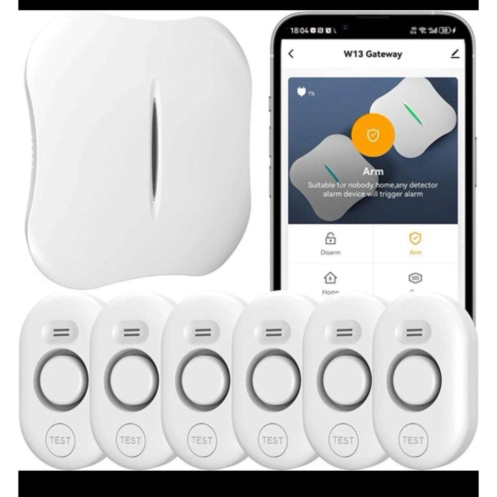 Home WiFi Water Leak Detector w/ App Notification 1 M13 Gateway + 6 WD61 Sensors