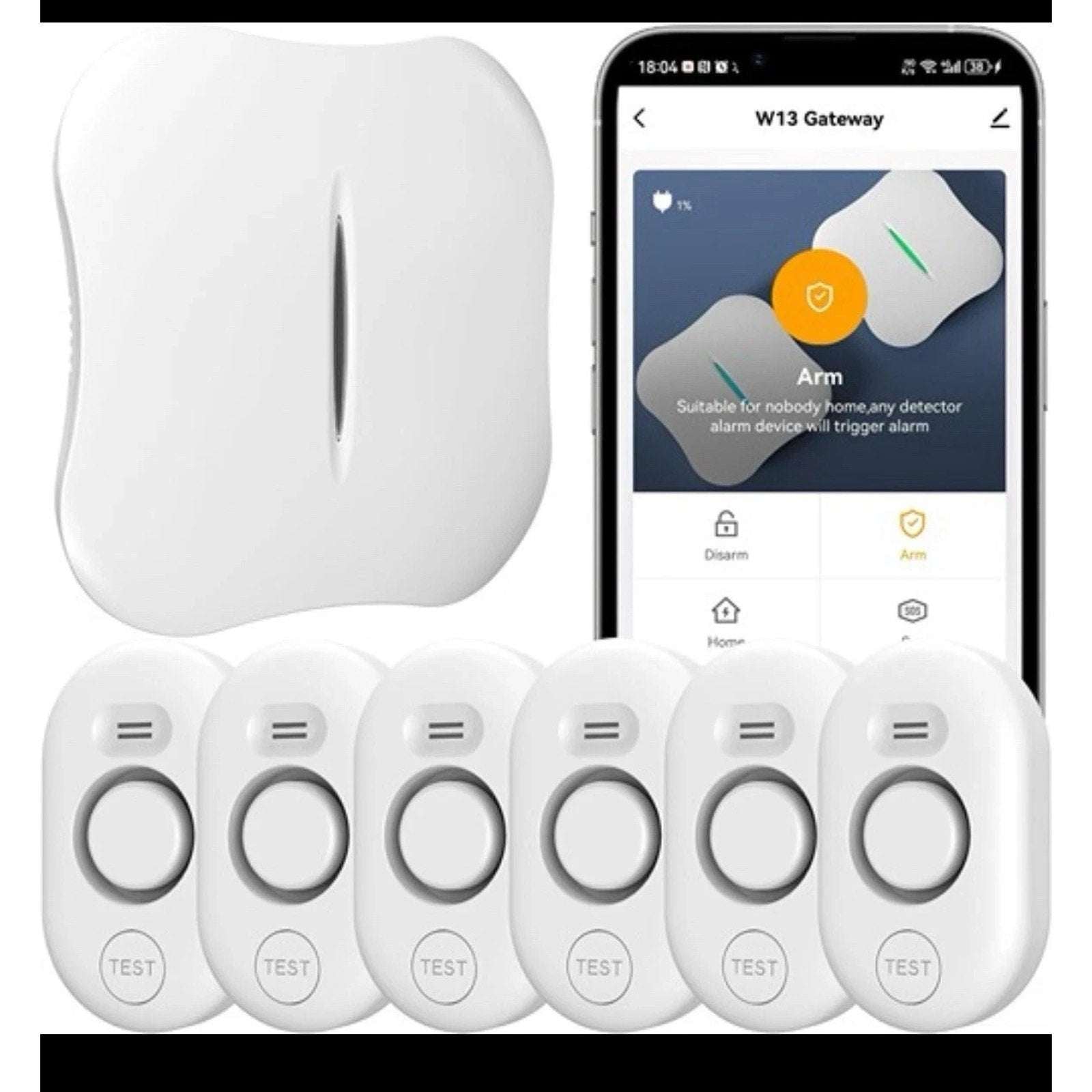 Home WiFi Water Leak Detector w/ App Notification 1 M13 Gateway + 6 WD61 Sensors