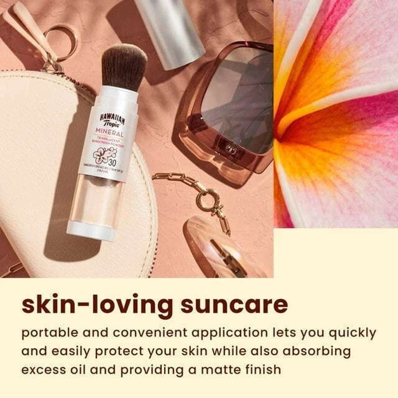Hawaiian Tropic Mineral Translucent Sunscreen Powder w/ Brush SPF 30