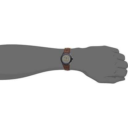 Timex T47012 Indiglo Expedition Metal Field Brown Leather Strap Watch WR50M 40MM