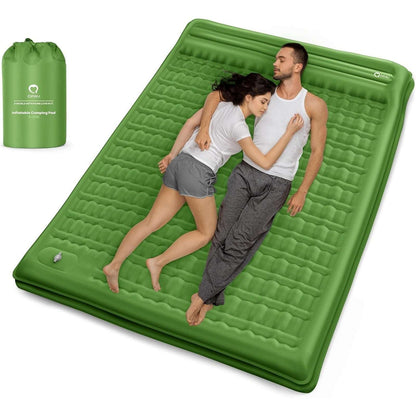 2 Person Ultralight Camping Inflatable Sleeping Mattress Pad Built-in Foot Pump
