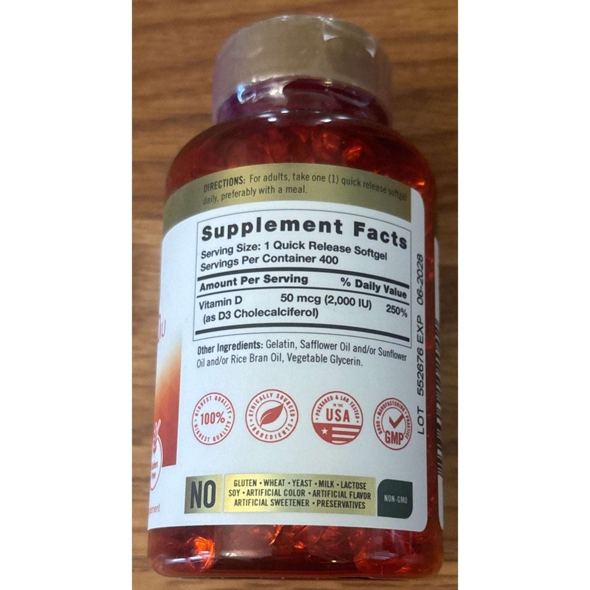 2 Pack Carlyle Vitamin D3 2000 IU Softgels (400ea/800total) Non-GMO Gluten Free