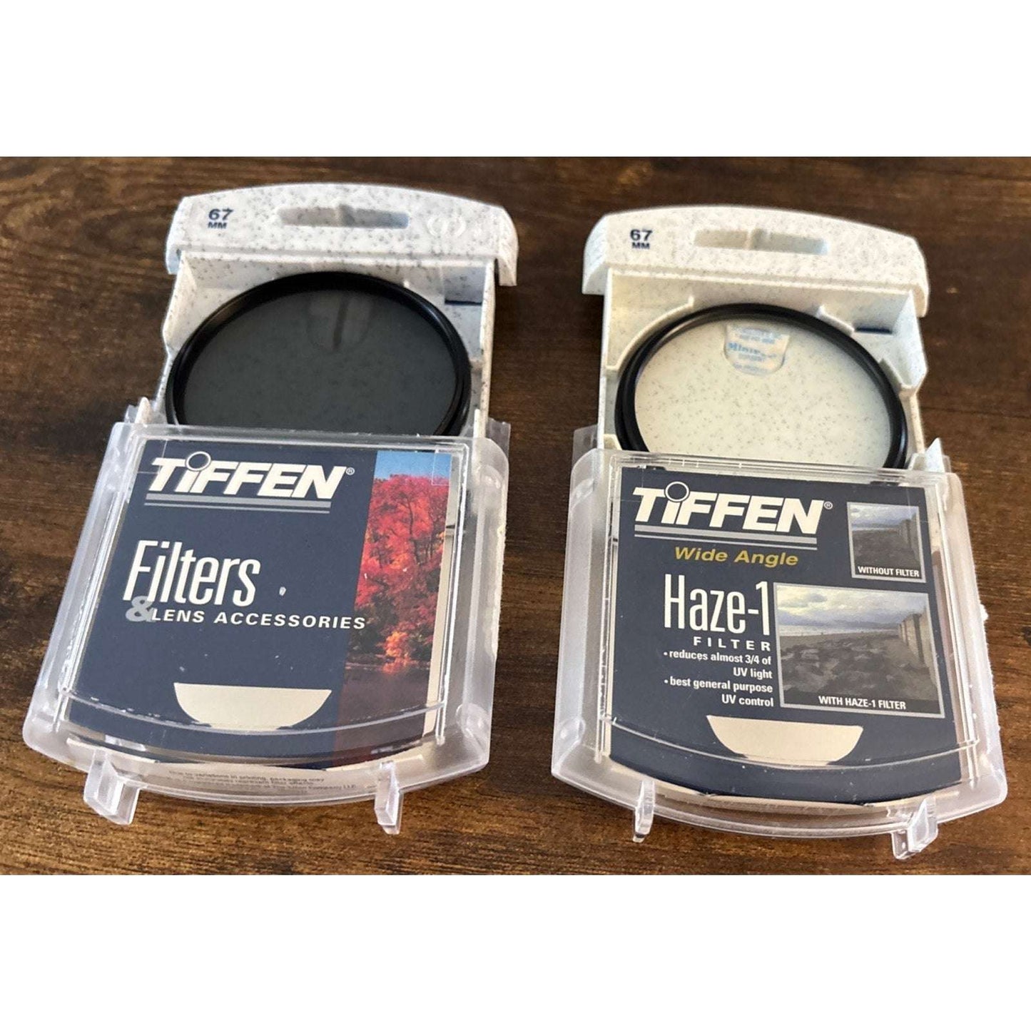 2-Pc Tiffen 67mm CIRCULAR POLARIZER Filter Circ C-Pol & Haze-1 Wide Angle Filter