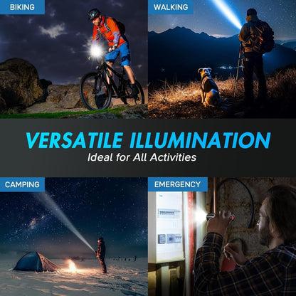 LED Tactical Flashlight 2 Pack, Waterproof, High Lumens, 5 Modes, Zoomable, SOS