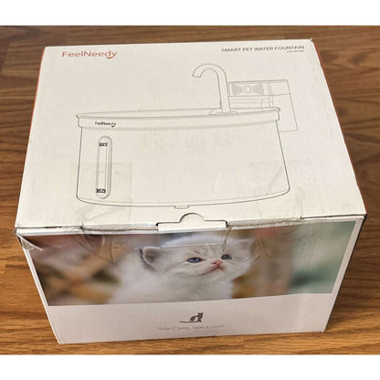 Wireless Smart Pet Cat Dog Water Fountain Rechargeable FEELNEEDY Stainless 3.5L