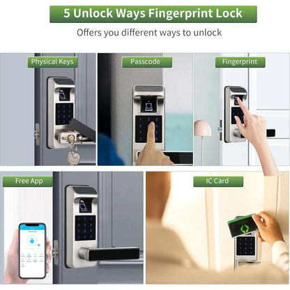 HARFO A01 Fingerprint Touchscreen Keyless Smart Lever Door Lock Satin Nicke App