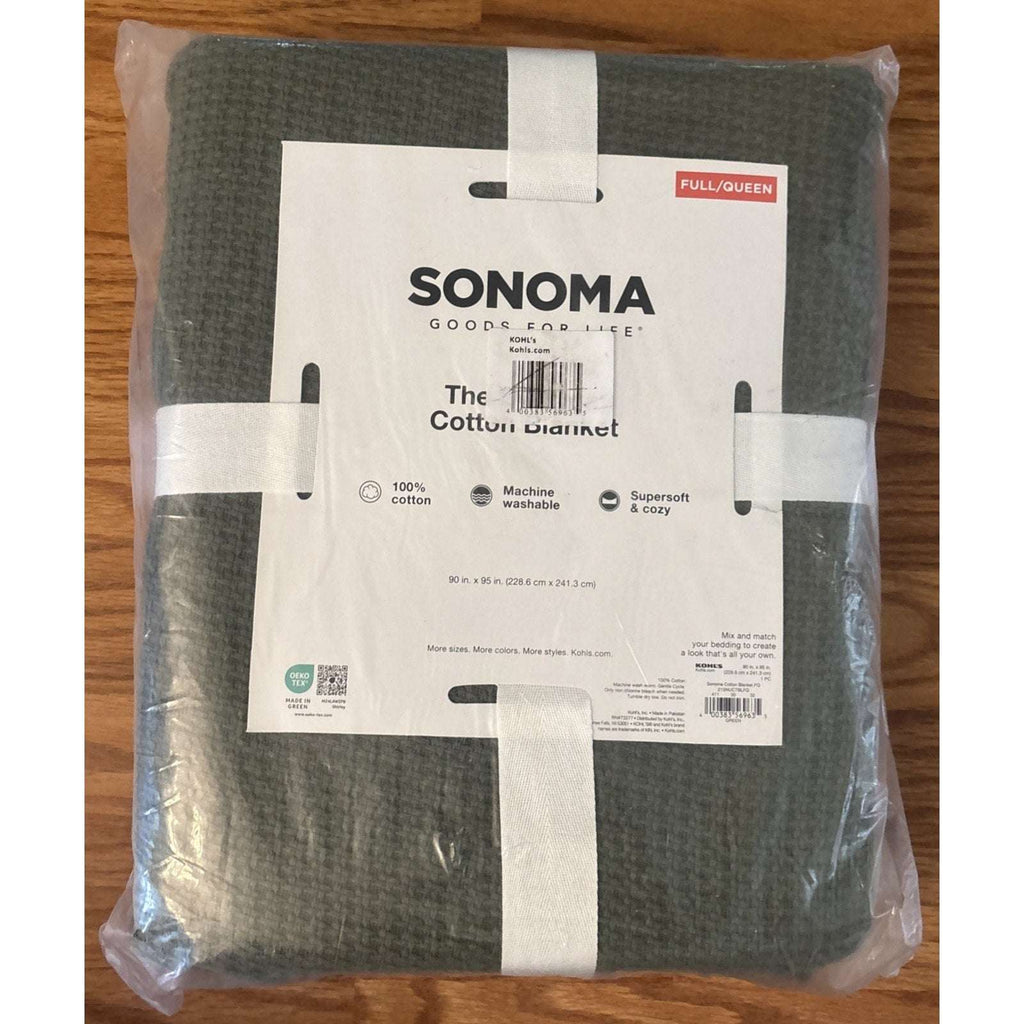 Sonoma Goods For Life The Everyday 100% Cotton Waffle Queen Blanket Olive Green