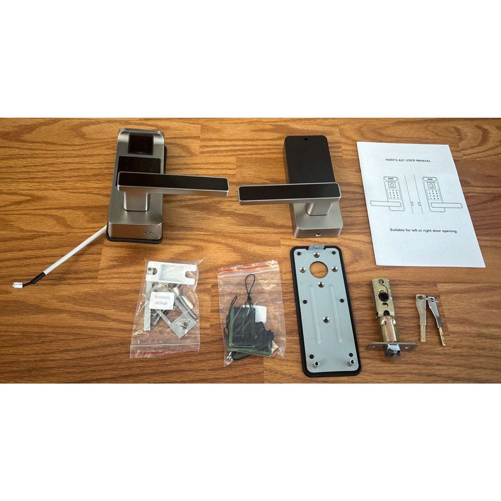 HARFO A01 Fingerprint Touchscreen Keyless Smart Lever Door Lock Satin Nicke App