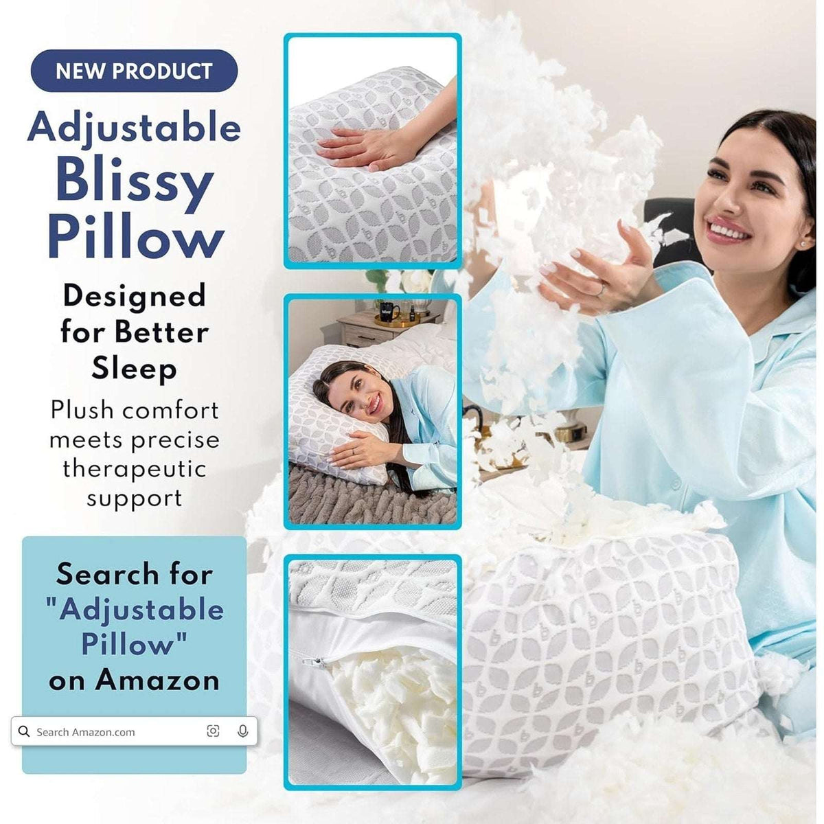 Blissy 100% Pure Mulberry Silk Pillowcase 22 Momme King Size in White - Cooling