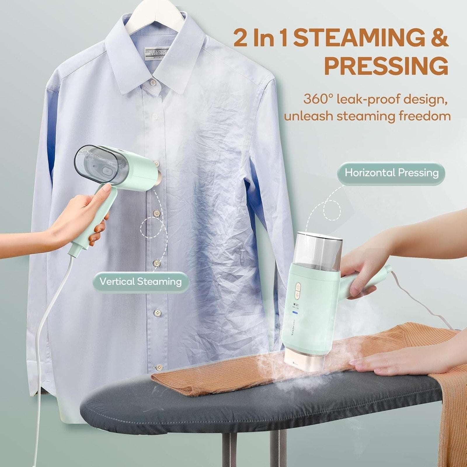 Newbealer Handheld 120V/220V Dual Voltage Foldable Clothes Garment Steamer Press