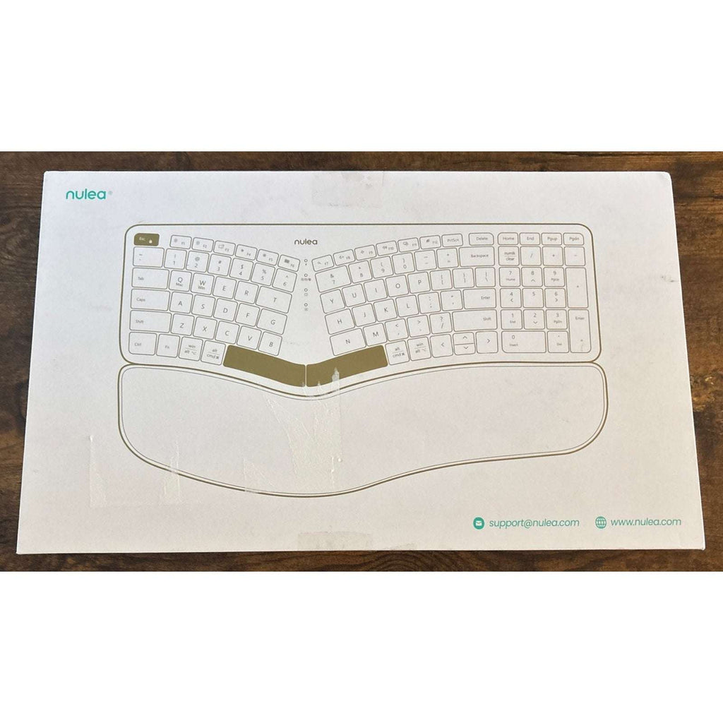 Nulea RT05B Wireless Ergonomic Split Keyboard w/ Cushioned Wrist Support - White