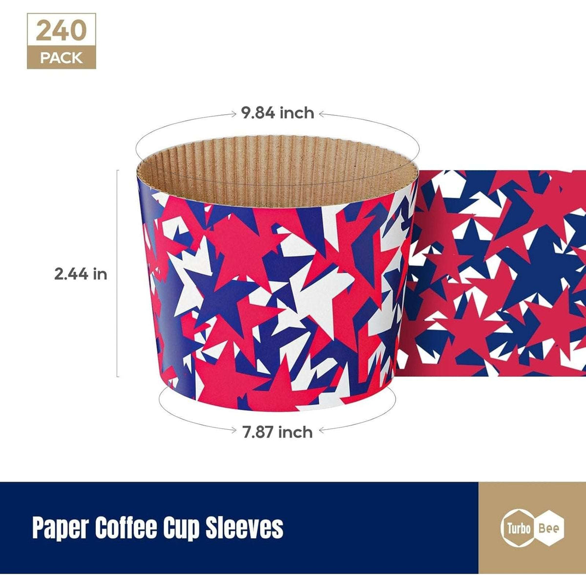 Disposable Coffee Cup Sleeves for Hot or Cold Drinks Patriotic Fits 10oz - 24oz